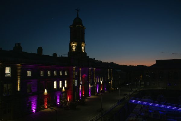 melville_building_at_royal_william-yard_illuminated_at_night